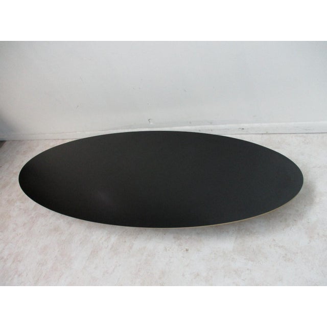 Wood Vintage Eames Herman Miller Wire Base Elliptical Surfboard Coffee Table For Sale - Image 7 of 12