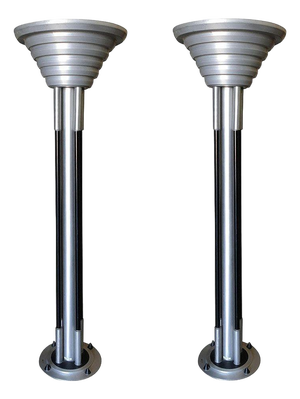 1980s Large Art Deco Revival Machine Age Torchiere Floor Lamp, Pair