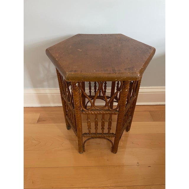 Late 19th Century Barley Twist Wood and Wicker Table For Sale - Image 5 of 11