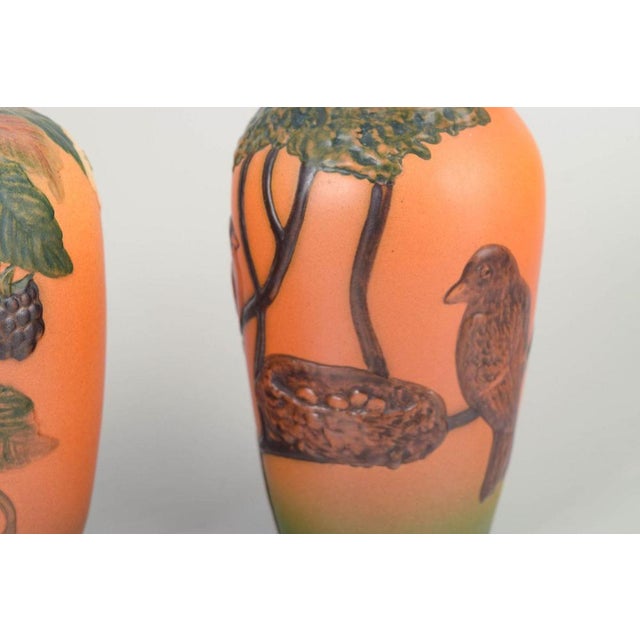 Orange and Green Ceramic Vases from Ipsens Enke, Denmark, 1920s, Set of 2 For Sale - Image 3 of 5