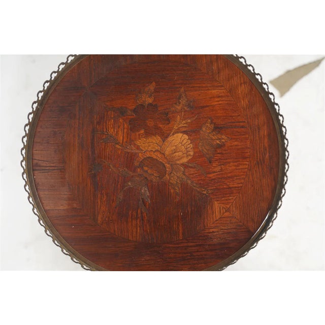 Antique Late 19th Century French Louis Xv Kingwood Marquetry and Parquetry Three Drawer Petit Side Table For Sale In Los Angeles - Image 6 of 6