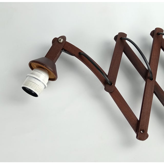 Scandinavian Scissor Lamp in Teak, 1960s For Sale - Image 9 of 11