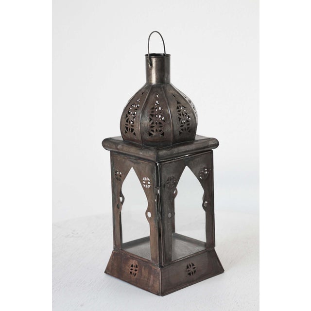 Moroccan Square Tole and Clear Glass Candle Lantern For Sale - Image 11 of 18