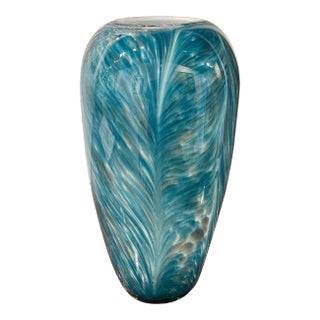 Vintage Blue Murano Glass Vase For Sale