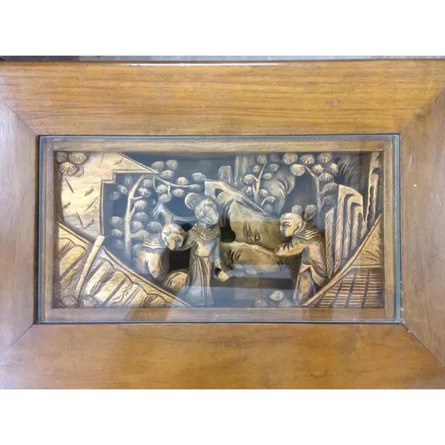 A Pair of Mid-Century Asian 3-Dimensional Wood Carved Step Tables For Sale - Image 12 of 13