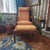 MID-CENTURY MODERN 1960S Tangerine Naugahyde & Danish/Scandanavien-esque Wood Chair & Ottoman / Footstool, Orange Soft...
