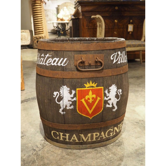 French Chateau Villaret French Antique Champagne Barrel or Planter, Circa 1920s For Sale - Image 3 of 12