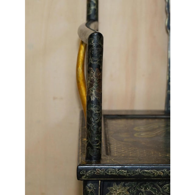 Wood Chinese Ming Style Lacquered & Painted Armchair, 1900s For Sale - Image 7 of 18