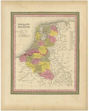 Antique Map of Holland and Belgium, 1846