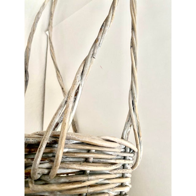 Wood Vintage Rattan Unique Hanging Basket For Sale - Image 7 of 13