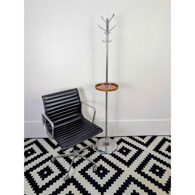 Mid-Century Modern 1960s MCM Bauhaus Style Chrome & Rosewood Coat Rack Hanger For Sale - Image 3 of 8