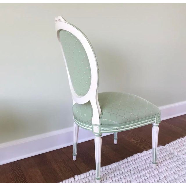English Julia Gray Hand-Painted Side Chair in Celadon Green For Sale - Image 3 of 5