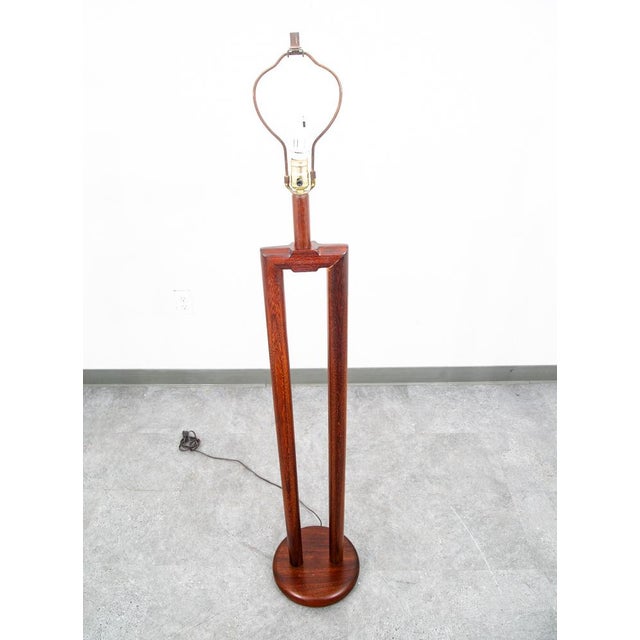 1960s Mid Century Modern Danish Solid Mahogany Floor Wood Lamp For Sale In Sacramento - Image 6 of 11