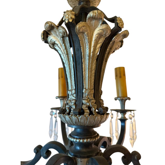 Early 20th Century Art Nouveau Regency Chandelier With Crystals For Sale - Image 10 of 10