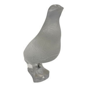 Late 20th Century Lalique France Crystal Quail / Game Bird Sculpture – Frosted Satin Finish