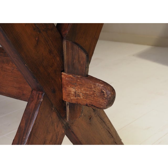 19th Century X Frame Trestle and Cross Strecther Base Table For Sale - Image 12 of 18