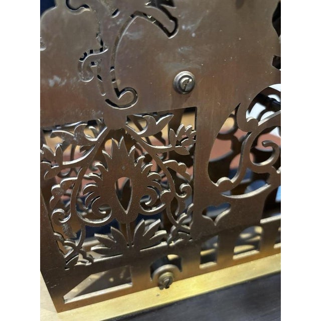 Large Architectural Brass Cathedral Skeleton Clock with Case and Key For Sale - Image 18 of 18