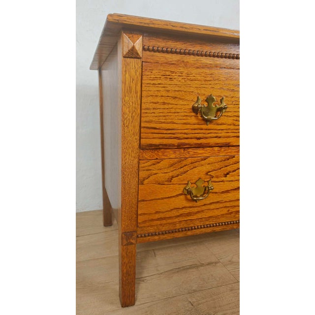 Brown Vintage Farmhouse Chest of Drawers in Carved Oak, 1930 For Sale - Image 8 of 15