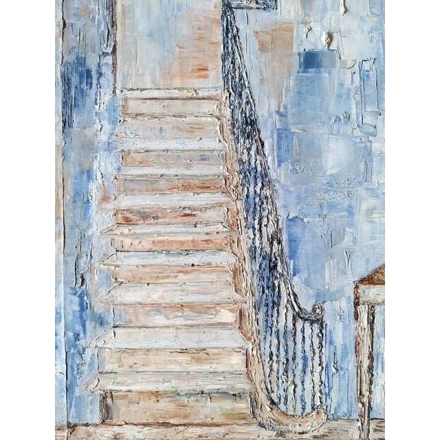 2020s "The Staircase" Contemporary Original Post-Impressionist Style Interior Scene Oil Painting on Canvas For Sale - Image 5 of 9