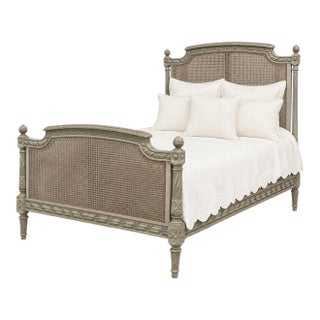 19th Century French Louis XVI Painted Cane Bed by Hopilliart & Leroy of Paris For Sale