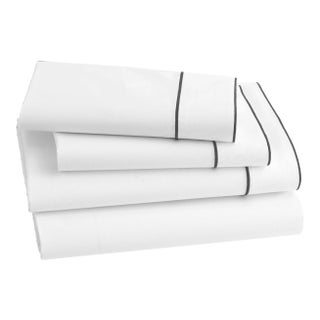 Salerno Bedding Full/Queen Flat Sheet in White/Grey For Sale