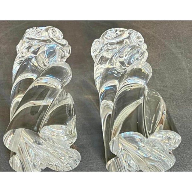 French Twisted Crystal Aladin Candlesticks from Baccarat, 1987, Set of 2 For Sale - Image 4 of 10