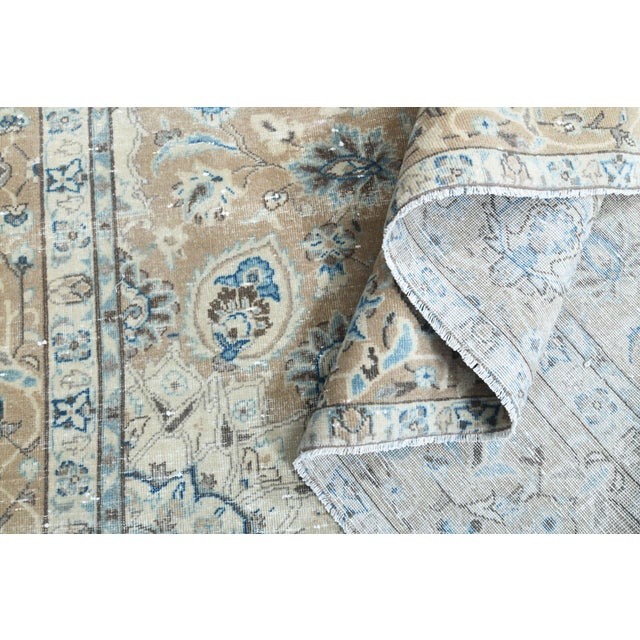 1970s Vintage Persian Handmade Wool Cotton Beige Area Rug For Sale - Image 10 of 11