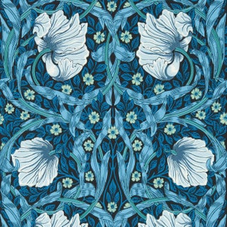 Morris & Co Pimpernel Wallpaper in Midnight/Opal For Sale