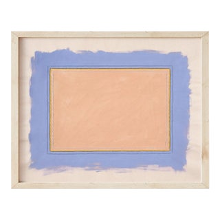Minimalist Abstract Fine Art Print, Blush Pink & Cornflower Blue, 24 X 30 Print in Wood Frame For Sale