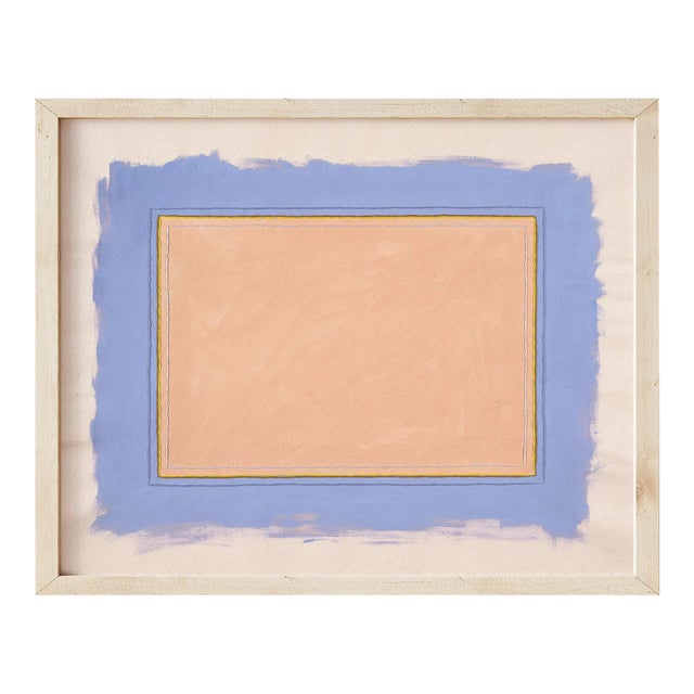 Minimalist Abstract Fine Art Print, Blush Pink & Cornflower Blue, 24 X 30 Print in Wood Frame For Sale