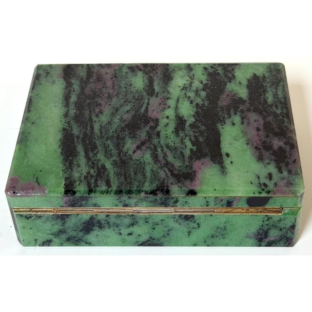 Italian Green & Plum Specimen Marble Box, Alabaster Interior, Florence, 1970s For Sale - Image 12 of 15