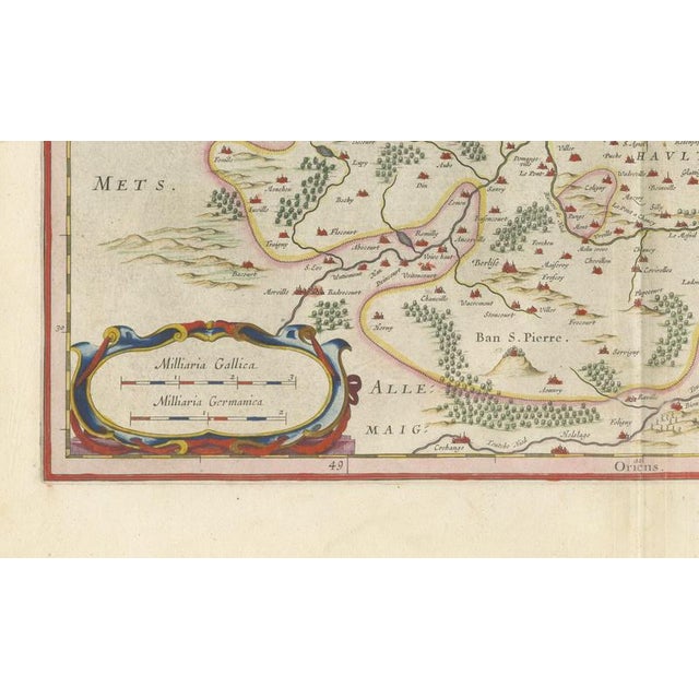 Paper Antique Metz, Lorraine & Verdun Blaeu Atlas Map, France, 1642 For Sale - Image 7 of 11