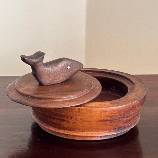 Primitive Turned Wood Trinket Box W/ Nautical Motif For Sale In Baltimore - Image 6 of 18