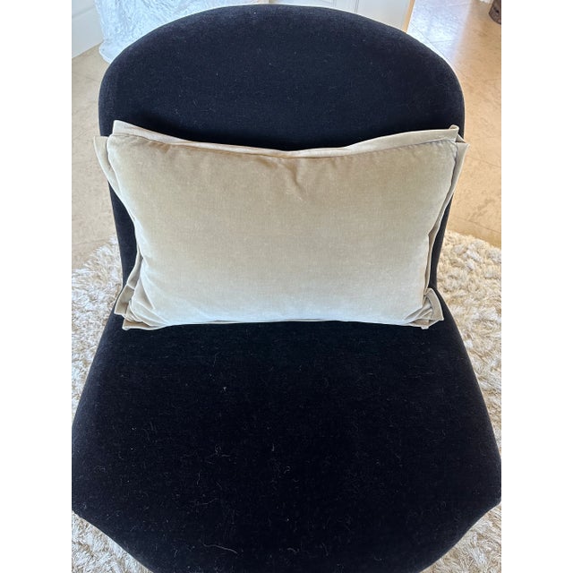 Rich and elegant custom deep taupe silk velvet and linen lumbar pillow. Professionally made with butterfly corners and...