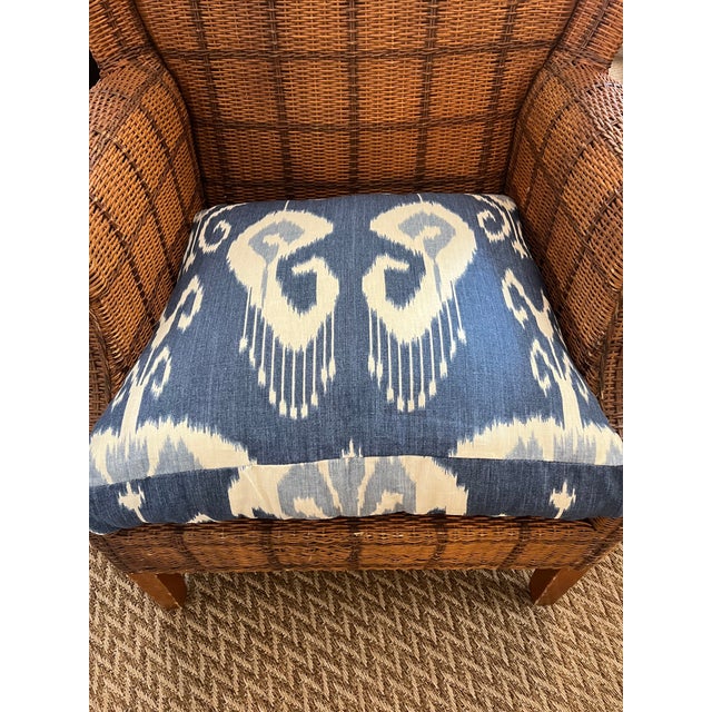 Large Palecek Rattan Chairs With Ikat Cushions a Pair Chairish