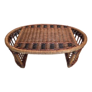 Vintage Boho-Chic Mid-Century Wicker and Rattan Bed Tray/Lap Desk For Sale