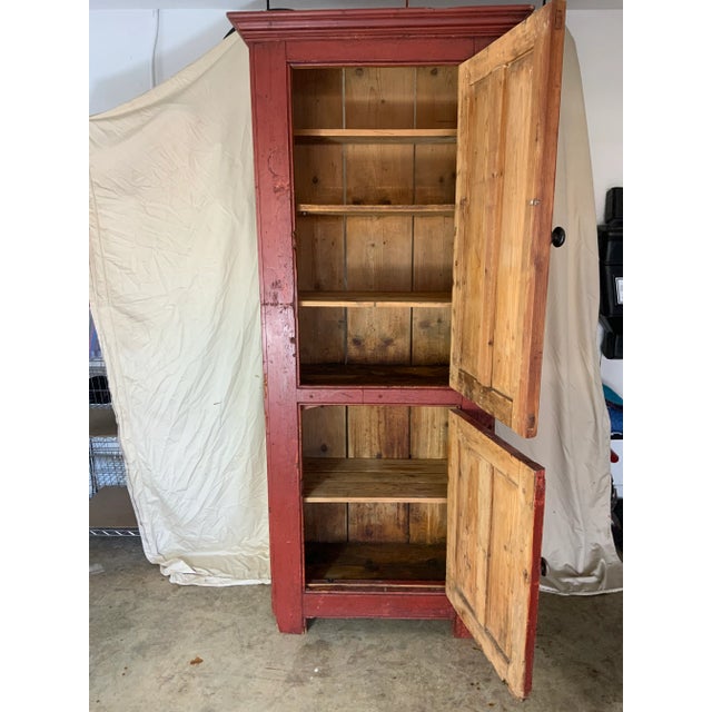 American Primitive Pine Cupboard For Sale - Image 3 of 12