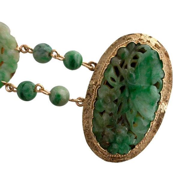 Modern Mid 20th Century Carved Jade Link Bracelet For Sale - Image 3 of 4