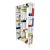 Exposed double-sided bookcase, entirely handmade, with wooden structure covered in multicolored glass (Mondrian style);...
