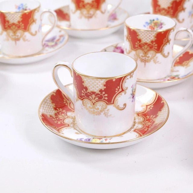 Orange Porcelain Batwing Demitasse Service by Grosvenor China for Waring & Gillow, 1930s, Set of 12 For Sale - Image 6 of 18