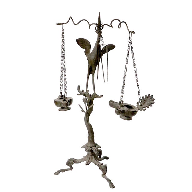19th C. Grand Tour Candlesticks Bronze Heron Oil Lamps Made in Italy For Sale - Image 18 of 18