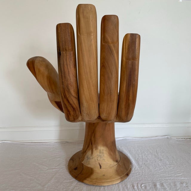 1970s Buddha Hand Carved Wooden Chair For Sale In New York - Image 6 of 12