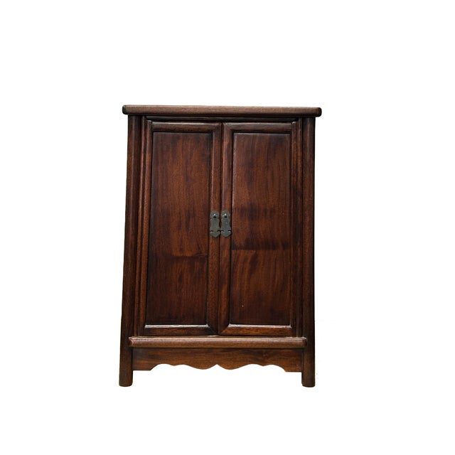 Wood 19.5" Natural Wood Pattern Brown 2 Doors Small Cabinet Chest For Sale - Image 7 of 10