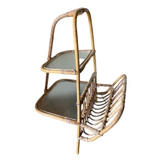 Vintage Rattan Side Table For Sale