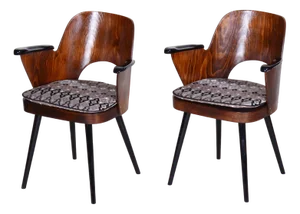Mid-Century Armchairs in Beech by Oswald Heardtl, 1950s, Set of 4