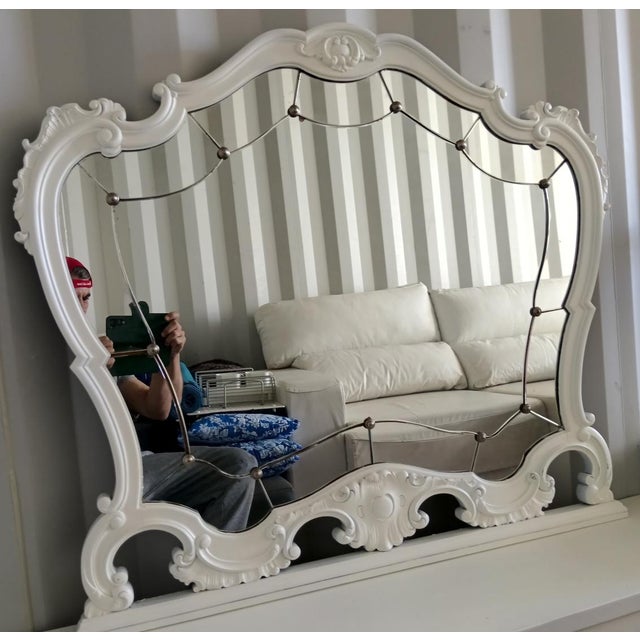 Wood Antique Beveled Chestnut Mirror, 1900s For Sale - Image 7 of 13