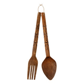 Vintage Wood Cutlery Wall Art, 1960s For Sale