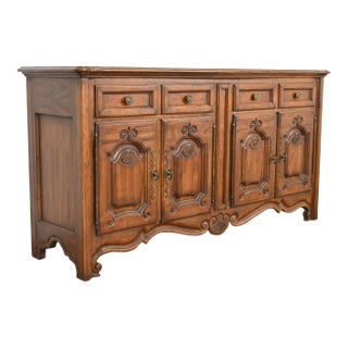 Heritage French Provincial Louis XV Carved Walnut Sideboard or Bar Cabinet For Sale