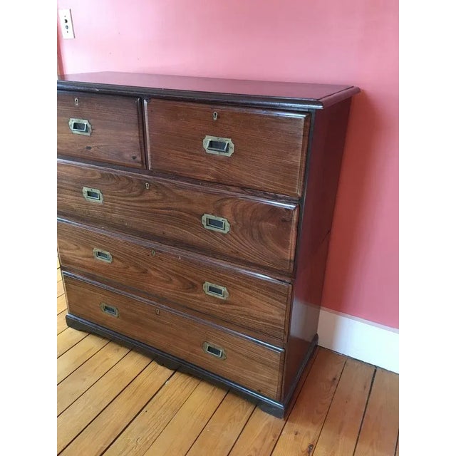 1900s British Campaign Rosewood Chest of Drawers For Sale - Image 4 of 11