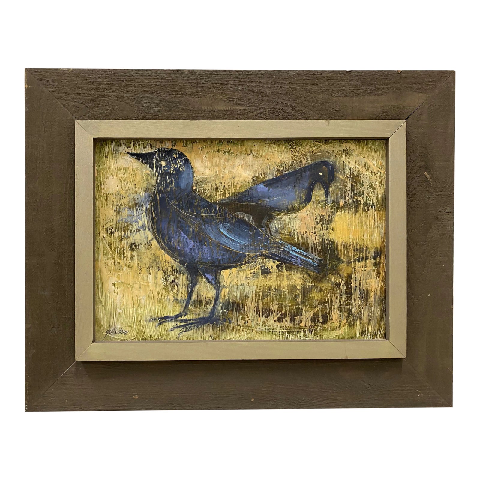 Gilbert Stone "Blackbirds Aren't Black" Original Oil Painting C.1970